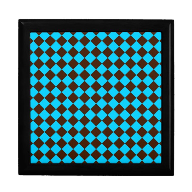 Blue Brown Diamond Checker Pattern	 Gift Box (Front)