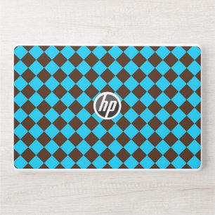 Blue Brown Diamond Checker Pattern HP Laptop Skin