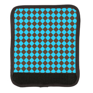 Blue Brown Diamond Checker Pattern Luggage Handle Wrap