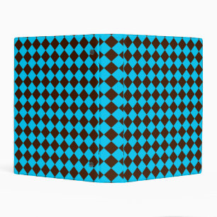 Blue Brown Diamond Checker Pattern Mini Binder