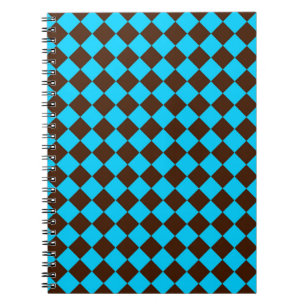 Blue Brown Diamond Checker Pattern Notebook