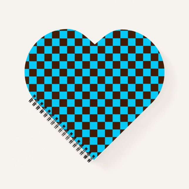 Blue Brown Diamond Checker Pattern Notebook (Front)