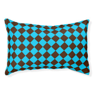 Blue Brown Diamond Checker Pattern Pet Bed