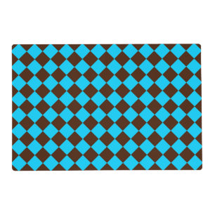 Blue Brown Diamond Checker Pattern Placemat