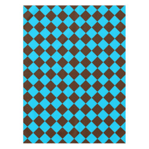 Blue Brown Diamond Checker Pattern Tablecloth
