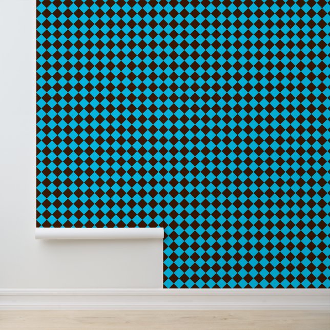 Blue Brown Diamond Checker Pattern	 Wallpaper (Application)