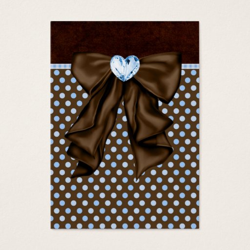 Customizable Blue Brown Dots Heart Party Favor Tags Business Cards