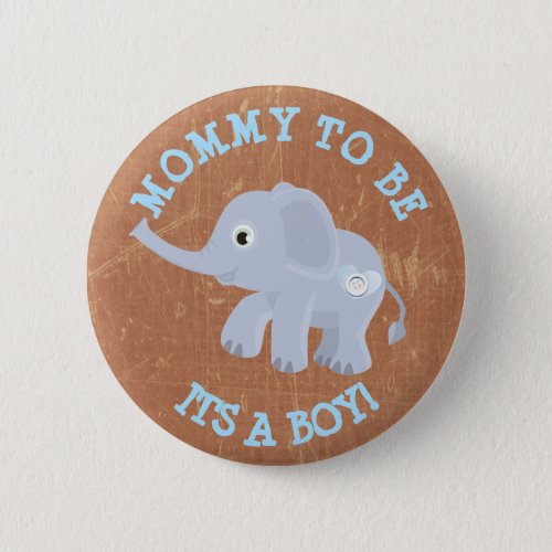 Blue Brown Elephant Its a Girl Baby Shower Pin