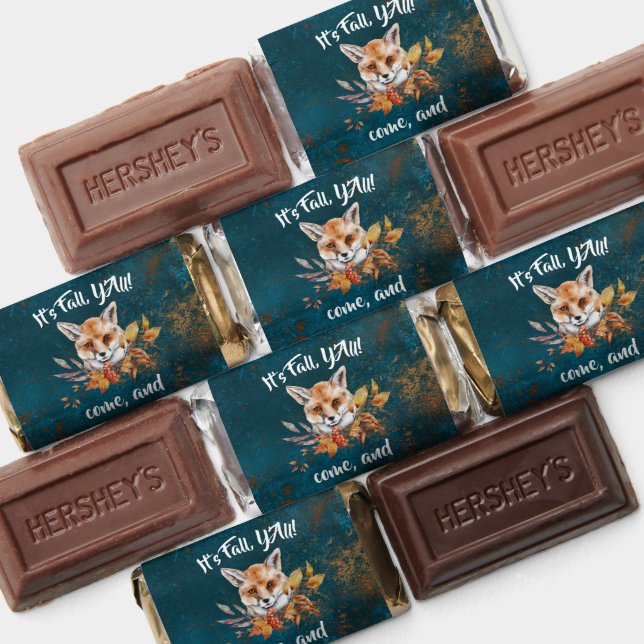 Blue brown fall theme fox illustrated custom hershey's miniatures (Assorted)