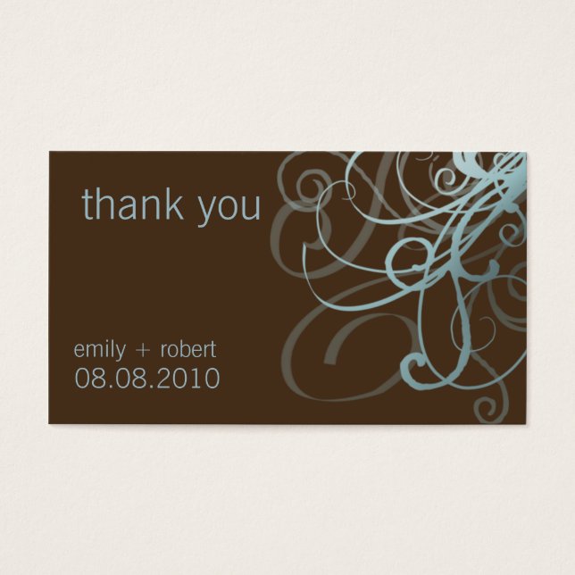 Blue & Brown Funky Swirls • Wedding Favor Tag (Front)