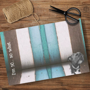 Blue Brown Funny 50th Dog Close Up Tissue Paper