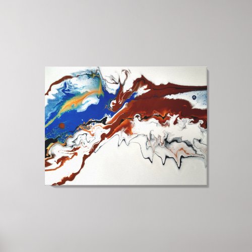 Blue Brown Gold Marble Abstract Fluid Art Canvas Print