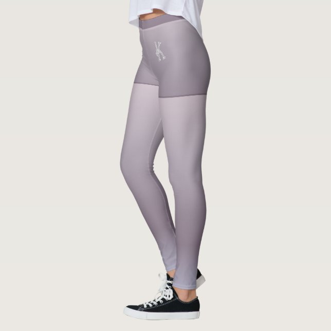 Blue Brown Gray Gradient, Shorts, Custom Monogram Leggings (Left)