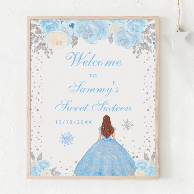 Blue Brown Hair Girl Sweet Sixteen Welcome Poster (Creator Uploaded)