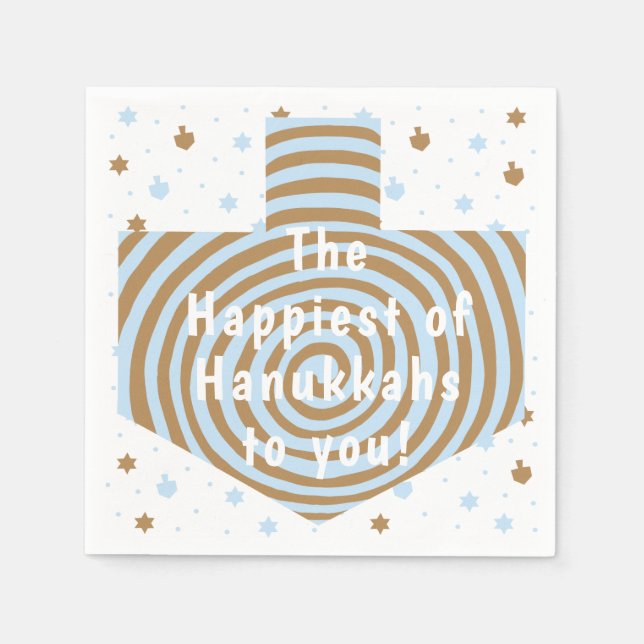 Blue Brown Hanukkah Swirl Dreidel Napkins (Front)