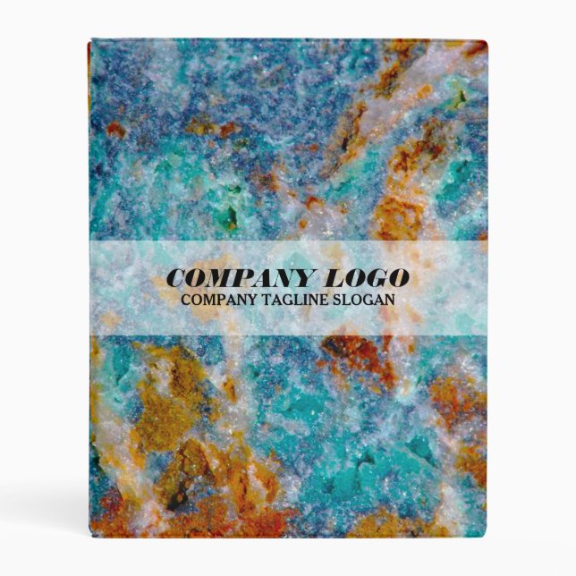 Blue & Brown Marble Stone Ruff Texture Print Mini Binder (Front)