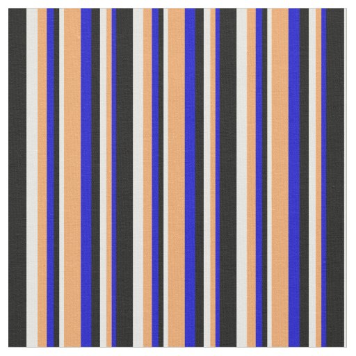 Blue, Brown, Mint Cream, and Black Pattern Fabric