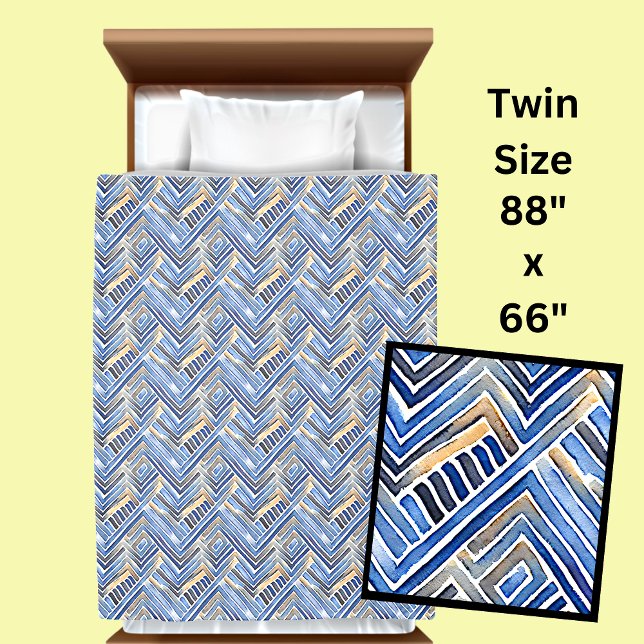 Blue & Brown Modern Geometric Painted  Duvet Cover (Creator Uploaded)
