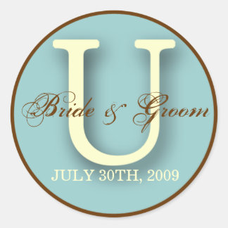 Blue & Brown Monogram U Sticker