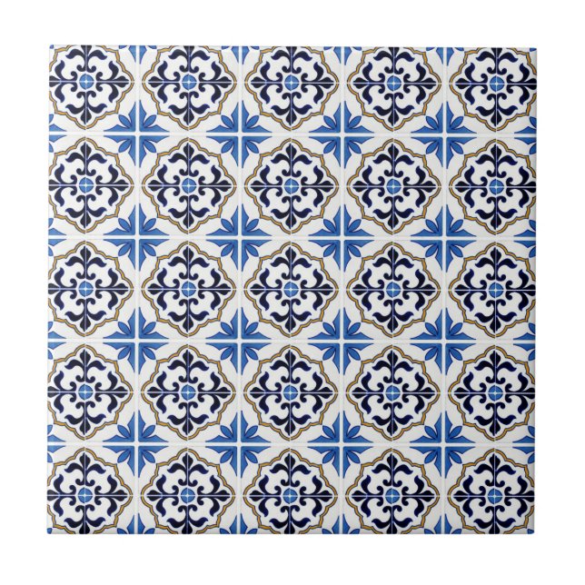 Blue Brown Moroccan Tile (Front)