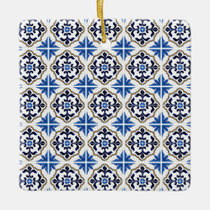 Blue Brown Moroccan Tile Ceramic Ornament