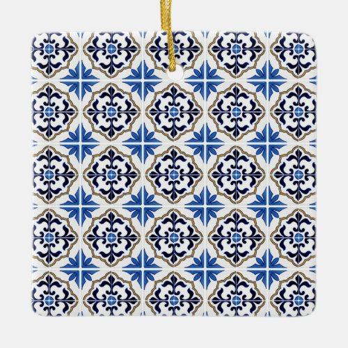 Blue Brown Moroccan Tile Ceramic Ornament