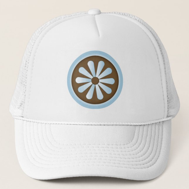 Blue brown pastel daisy trucker hat (Front)