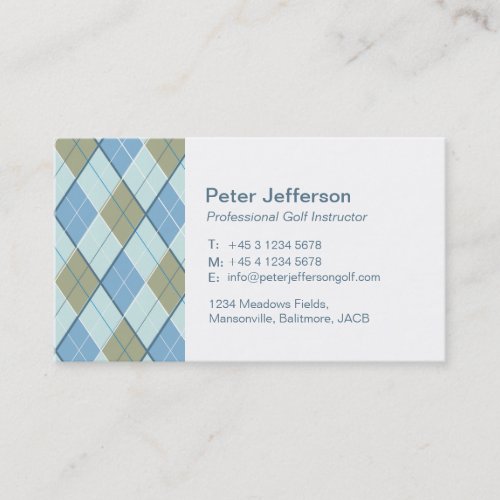 Blue brown pattern Golf instructor business cards
