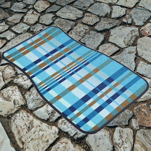 Blue & Brown Plaid Car Floor Mat (Creator Uploaded)