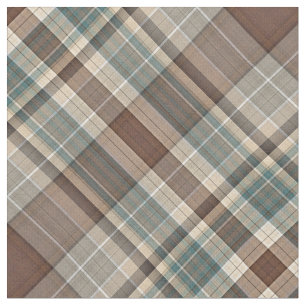 Blue brown plaid fabric