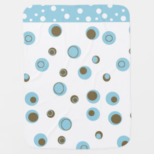 Blue Brown Polka Dot Boys Swaddle Blanket