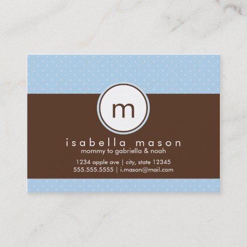 Blue &amp; Brown Polkadot Mommy Card Business Card Templates