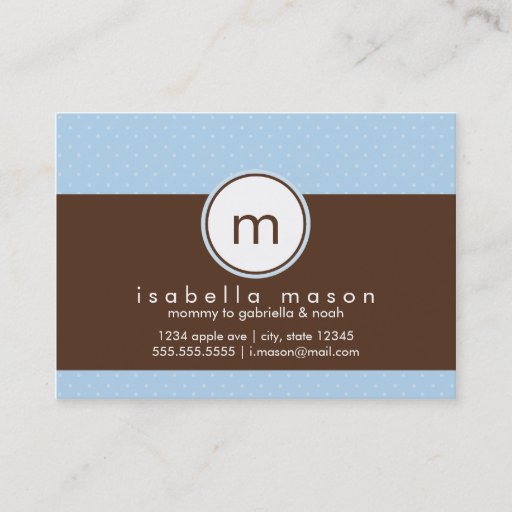 Customizable Blue &amp; Brown Polkadot Mommy Card Business Card Templates