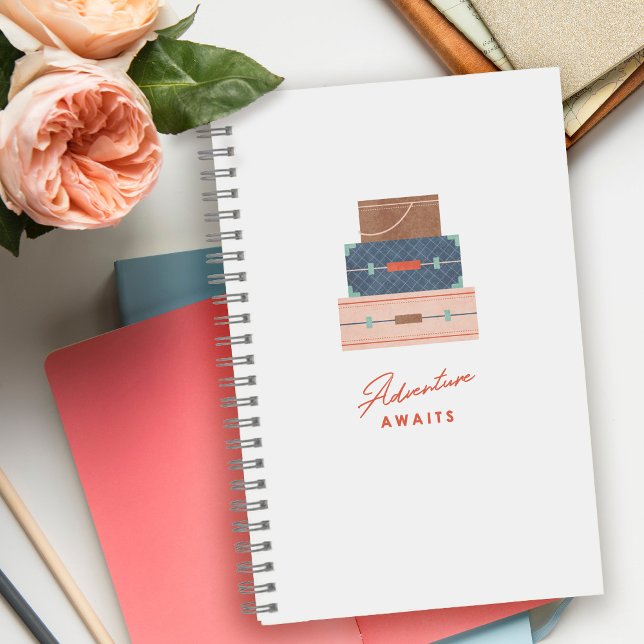 Blue Brown Red Adventure Awaits Spiral Notebook (Creator Uploaded)