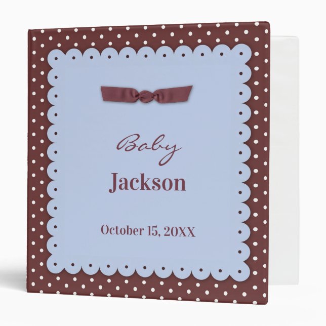 Blue Brown Ribbon Baby Binder (Front/Inside)
