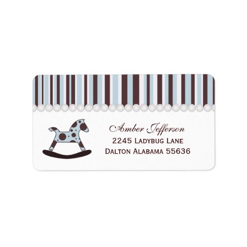 Blue  Brown Rocking Horse Address Labels