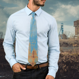 Blue brown rusted neck tie