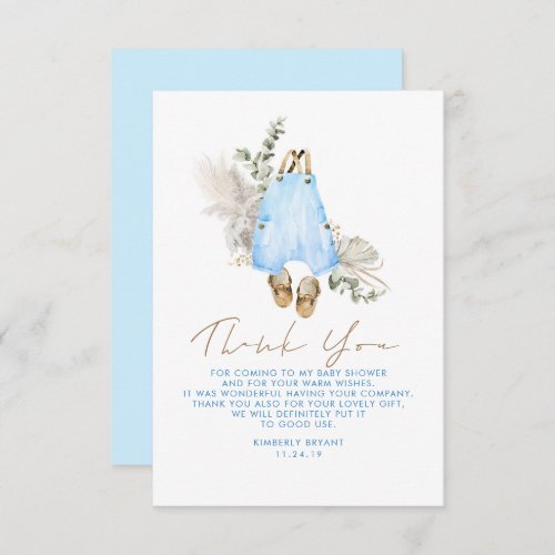 Blue Brown Sage Baby Shower Little Thank You