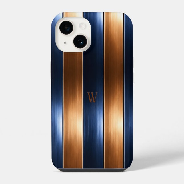 Blue & Brown Striped  Iphone Case (Back)