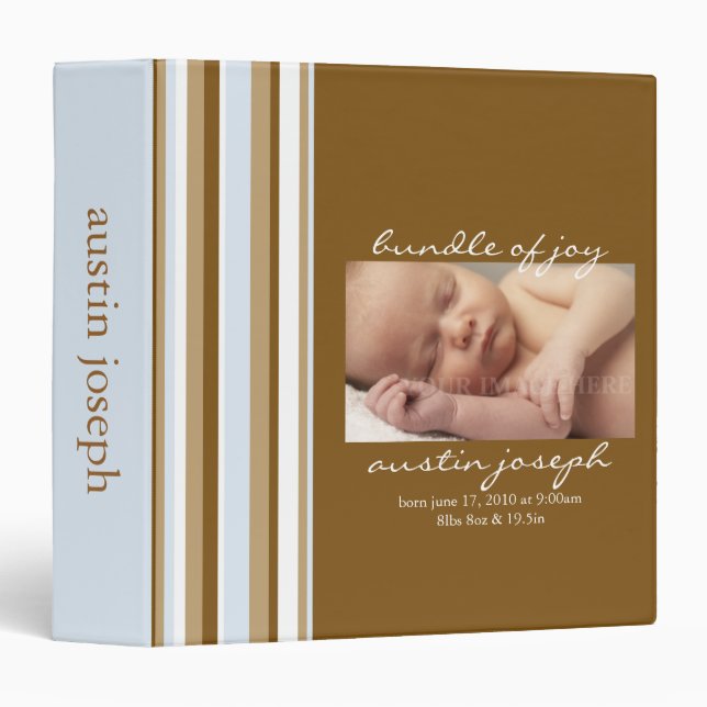 Blue & Brown Stripes - Striped Back Binder (Front/Spine)