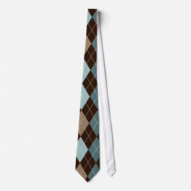 Blue/Brown Stylish Argyle Tie (Front)