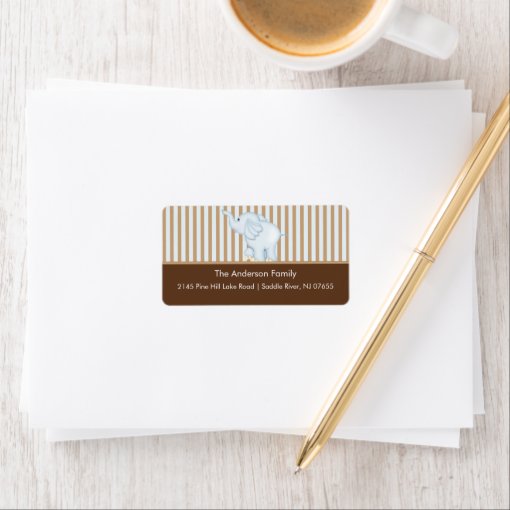 Blue &amp; Brown Sweet Baby Elephant Address Label | Zazzle