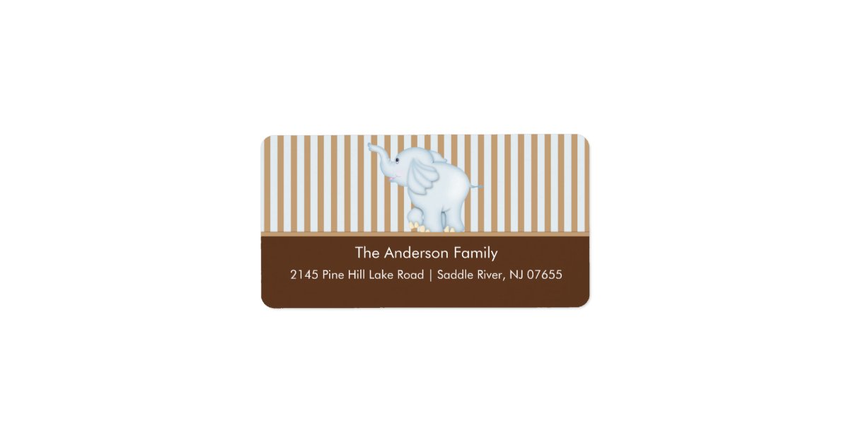 Blue &amp; Brown Sweet Baby Elephant Address Label | Zazzle