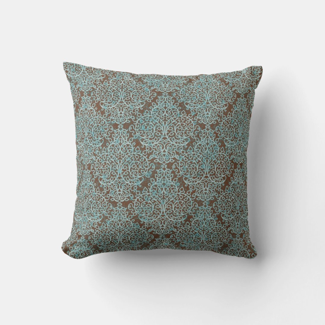 Blue & Brown Swirl Decorative Throw Pillow | Zazzle