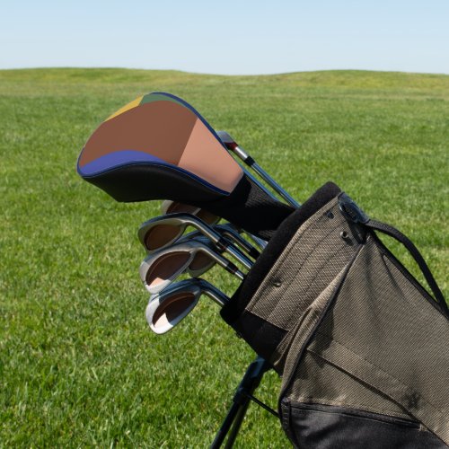 Blue Brown Tan Green Yellow Color Block Print Golf Golf Head Cover