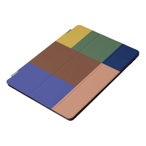 Blue Brown Tan Green Yellow Color Block Print iPad Pro Cover