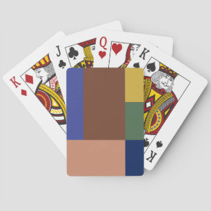 Blue Brown Tan Green Yellow Color Block Print Poker Cards