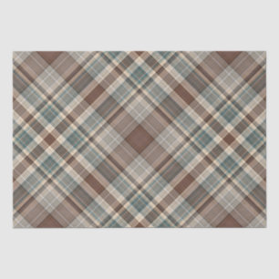 Blue brown tartan check tissue paper