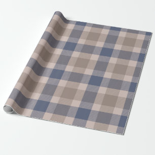 Blue Brown Tartan Plaid Pattern Wrapping Paper
