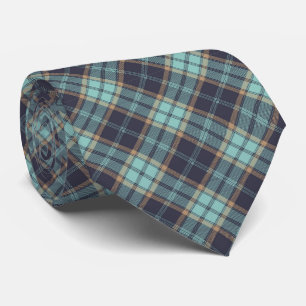 Blue Brown Tartan Plaid Rustic Argyle Pattern Neck Tie
